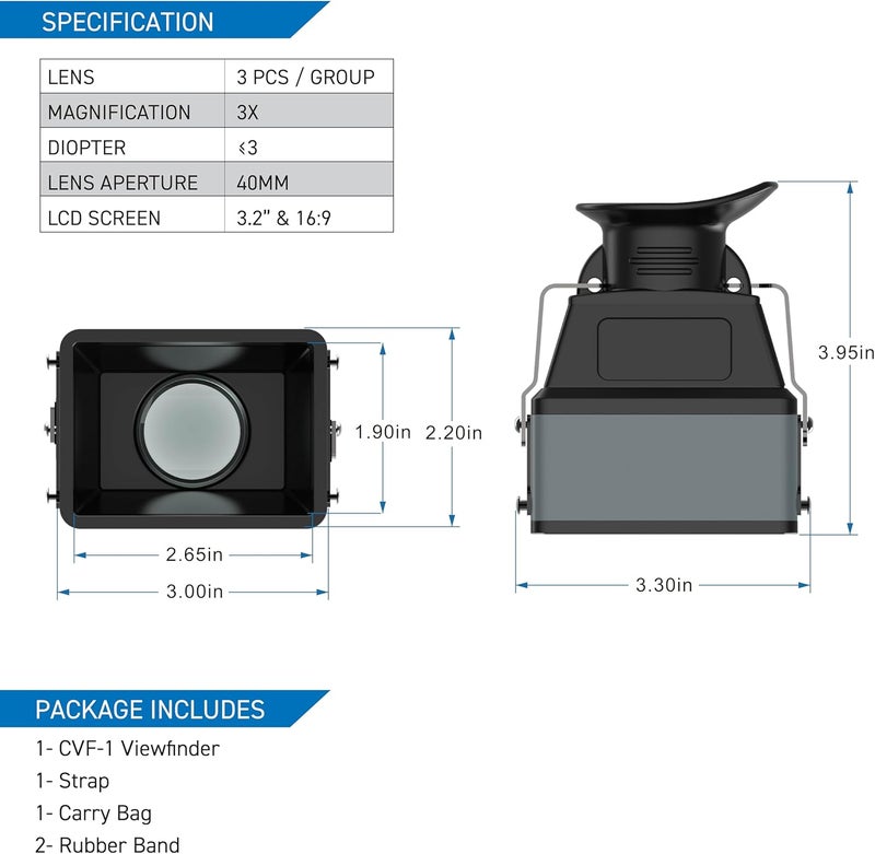 Kamerar عدسة عرض LCD CVF-2 مكبر 3X لشاشة LCD بحجم 3.0" و 3.2" لكاميرات كانون، نيكون، بينتاكس، سوني DSLR - Image 5
